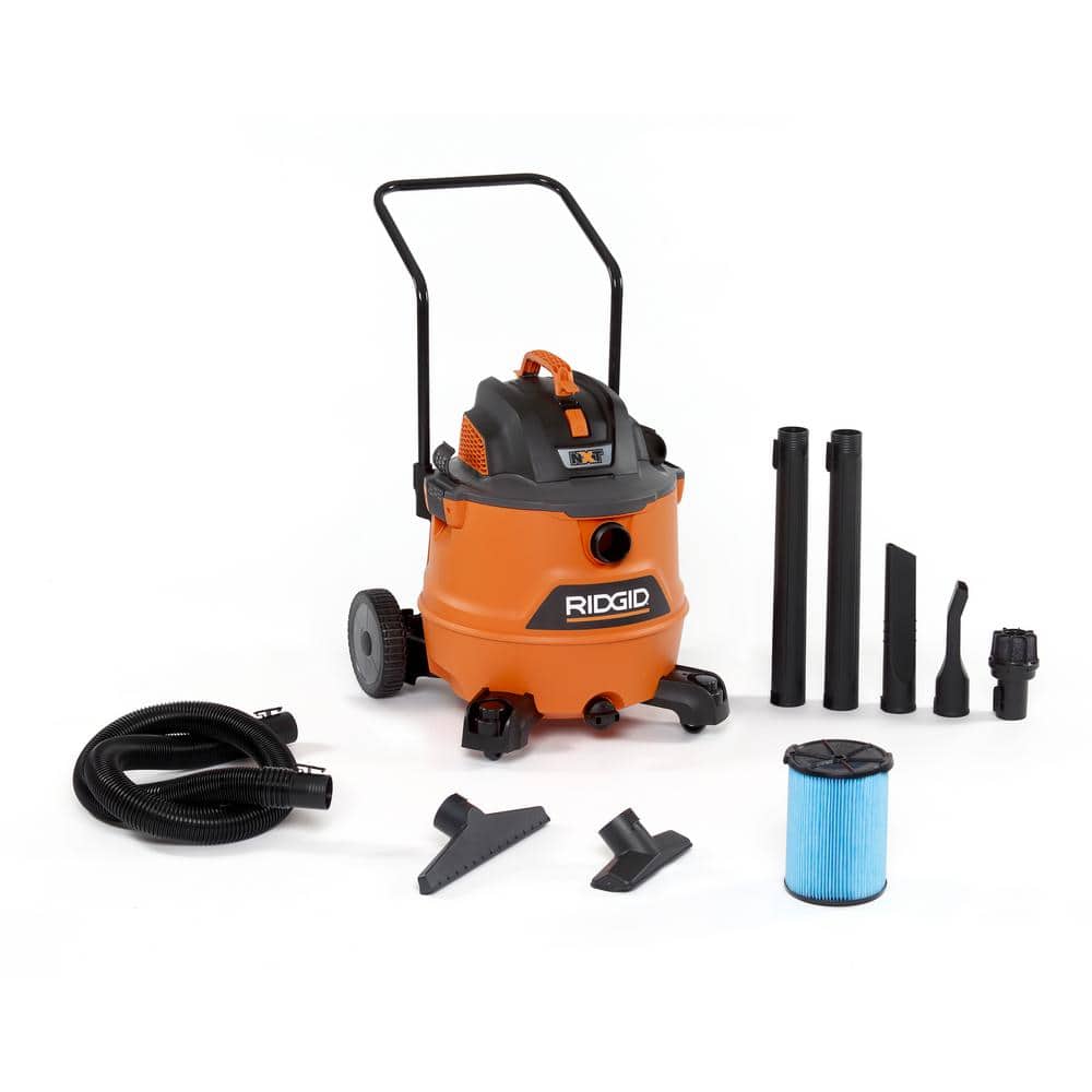 RIDGID 16 Gallon 6.5 Peak HP NXT Wet/Dry Shop Vacuum with Cart, Fine Dust Filter, Locking Hose and Accessories HD1800 - Intensery