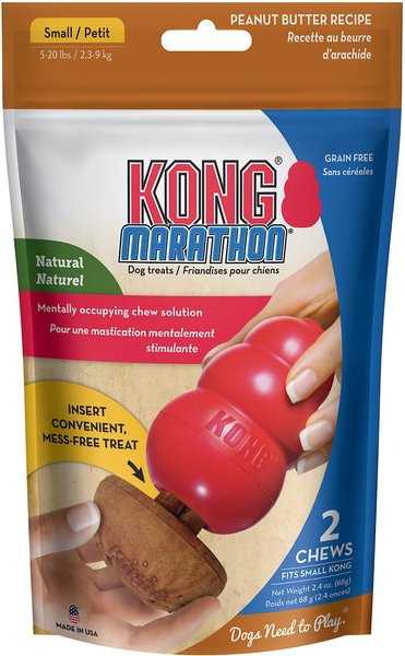 KONG Marathon Peanut Butter Recipe Grain-Free Dog Chew Small Treats - Intensery