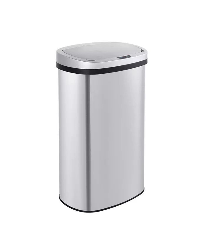 Mega Casa 15.85 Gal. 60 Liter Stainless Steel Oval Motion Sensor Trash Can for Kitchen - Intensery