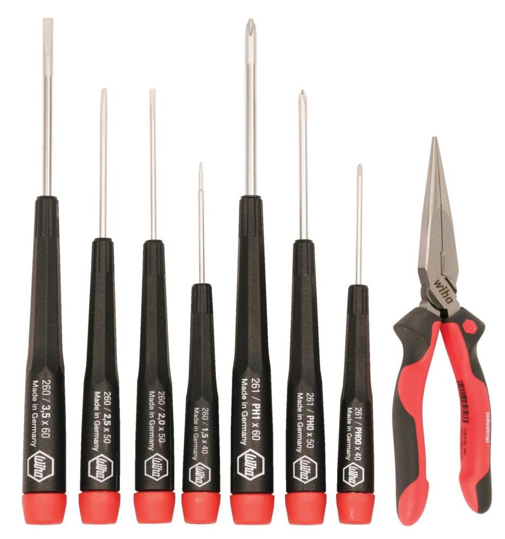 Precision Slotted and Phillips Screwdrivers and Long Nose Pliers Set， 8 Piece - Intensery