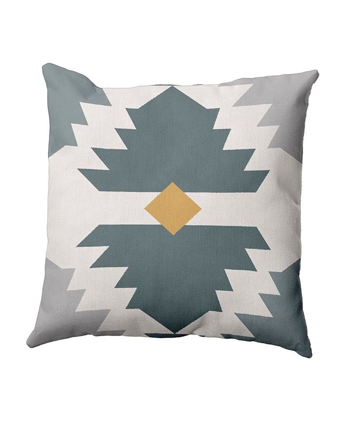 E by Design 16 Inch Gray and Yellow Decorative Geometric Throw Pillow - Intensery