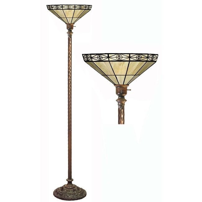 Tiffany-style Mission-style White Torchiere - Intensery