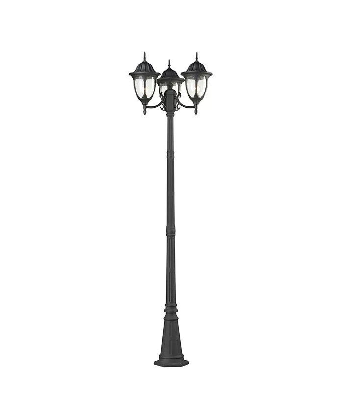 Macy's Central Square Collection 3 light outdoor post light in Textured Matte Black - Intensery