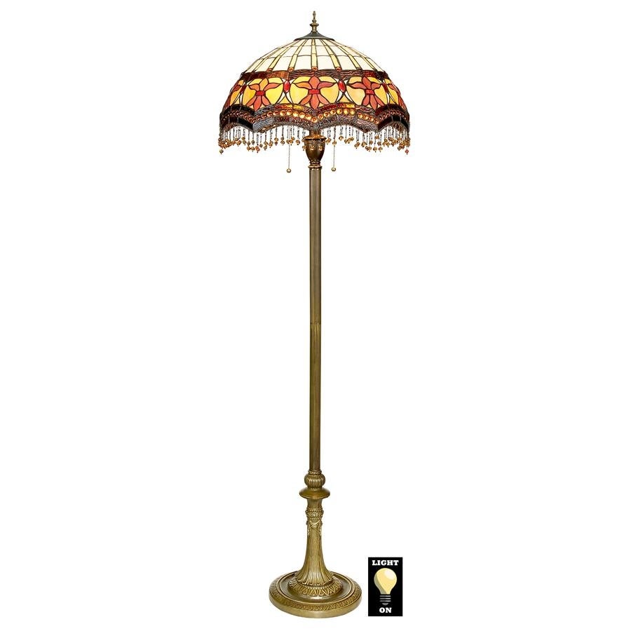 Design Toscano Victorian Parlor Tiffany-Style Stained Glass Floor Lamp - Intensery