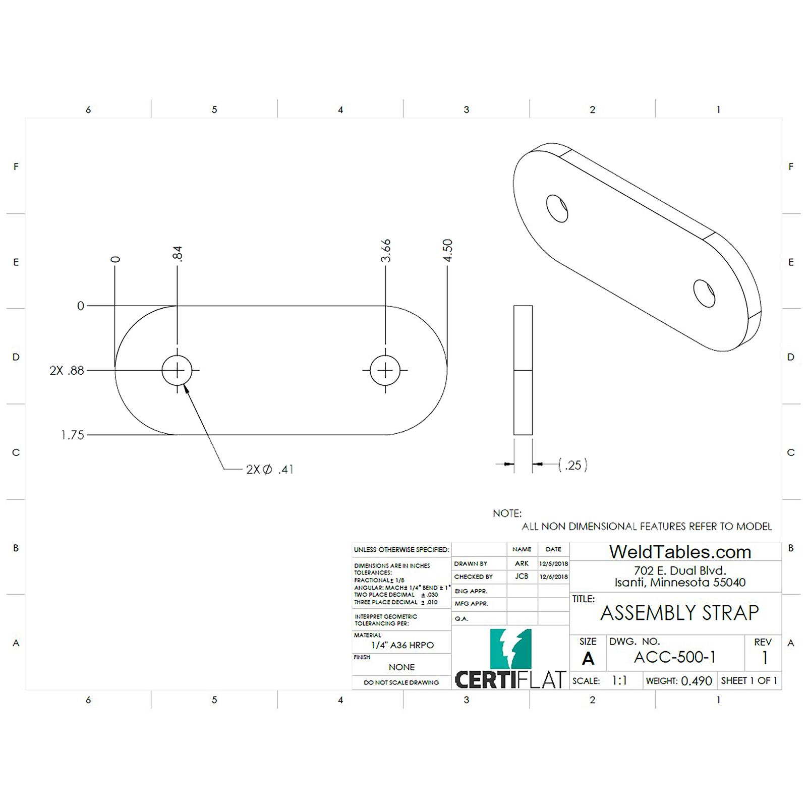 WeldTables by CertiFlat ACC-500-1 WeldTables CertiFlat Assembly Straps - Intensery