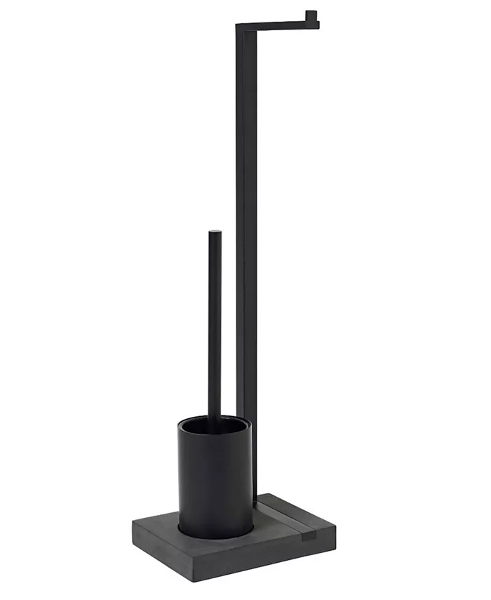 blomus MENOTO Titanium Coated Toilet Butler Paper Holder and Toilet Brush - Intensery
