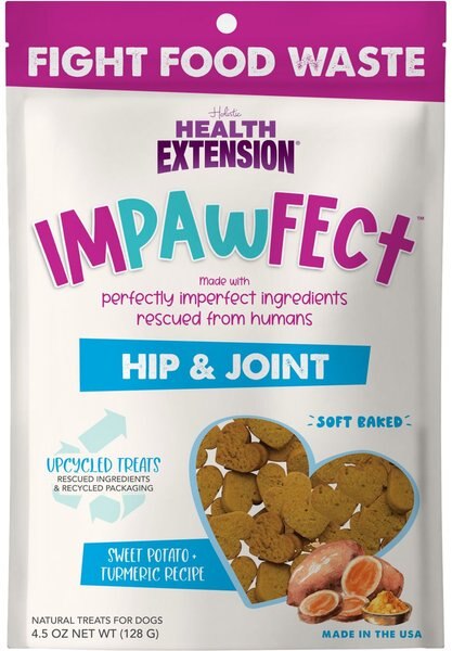 Health Extension Impawfect Hip and Joint Support Sweet Potato and Turmeric Flavored Soft and Chewy Dog Treats， 4.5-oz bag - Intensery