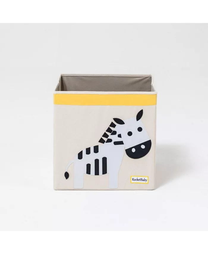 RocketBaby Square Cotton Canvas Storage Basket Africa the Zebra - Intensery