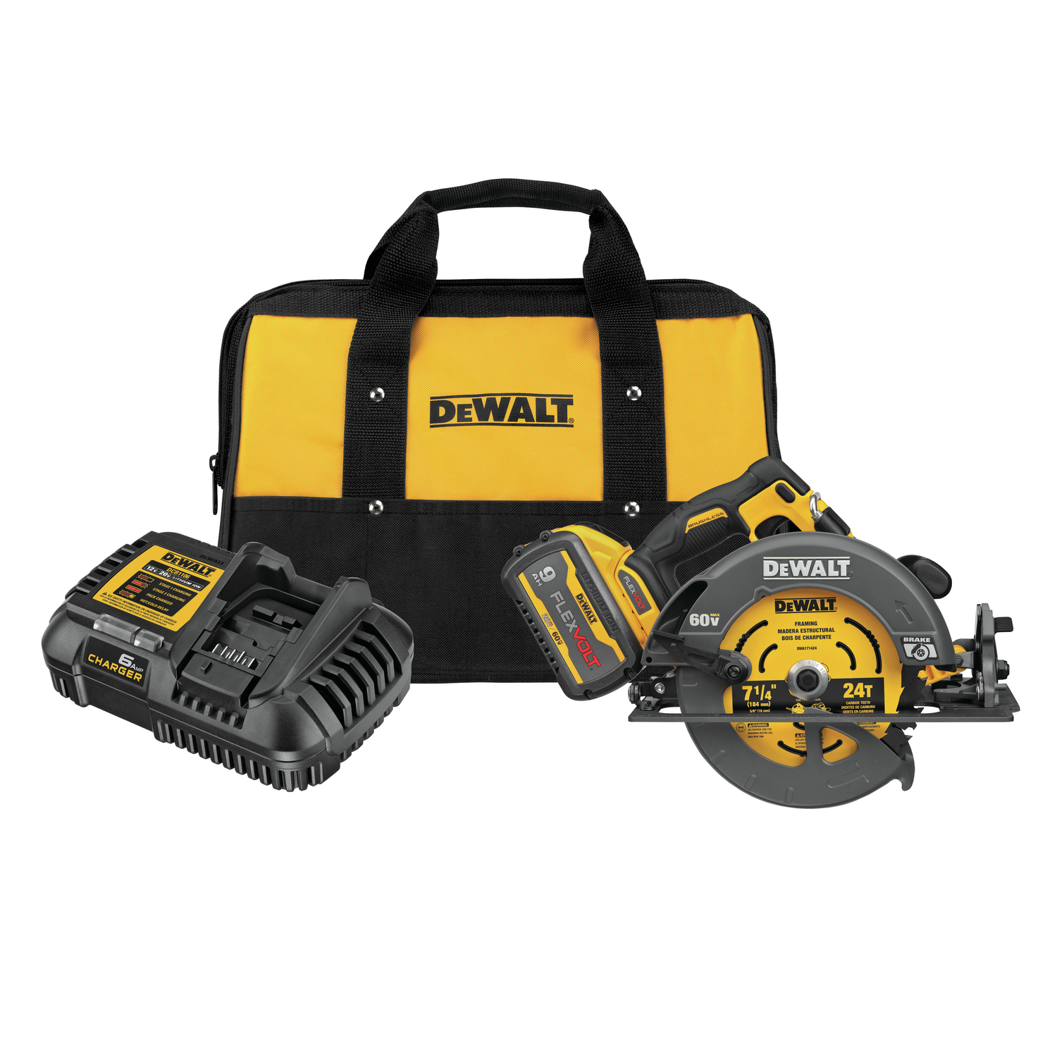 DeWalt FLEXVOLT 60 V 7-1/4 in. Cordless Brushless Circular Saw Kit (Battery \u0026 Charger) - Intensery