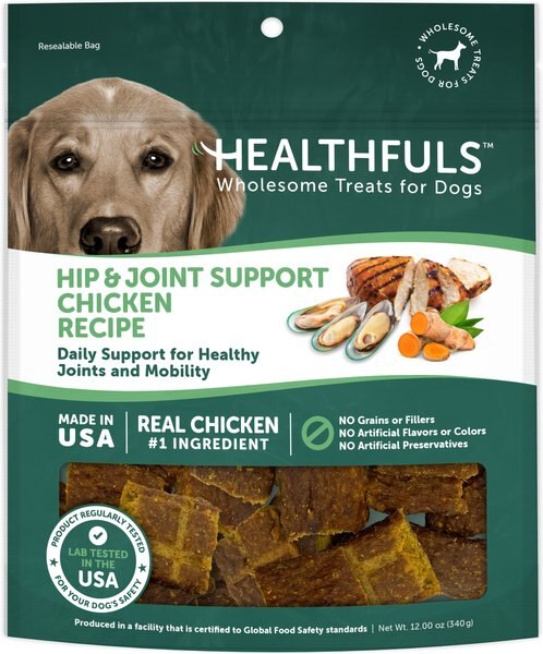 RUFFIN' IT Healthfuls Hip and Joint Support Chicken Recipe Dog Treats， 12-oz bag - Intensery