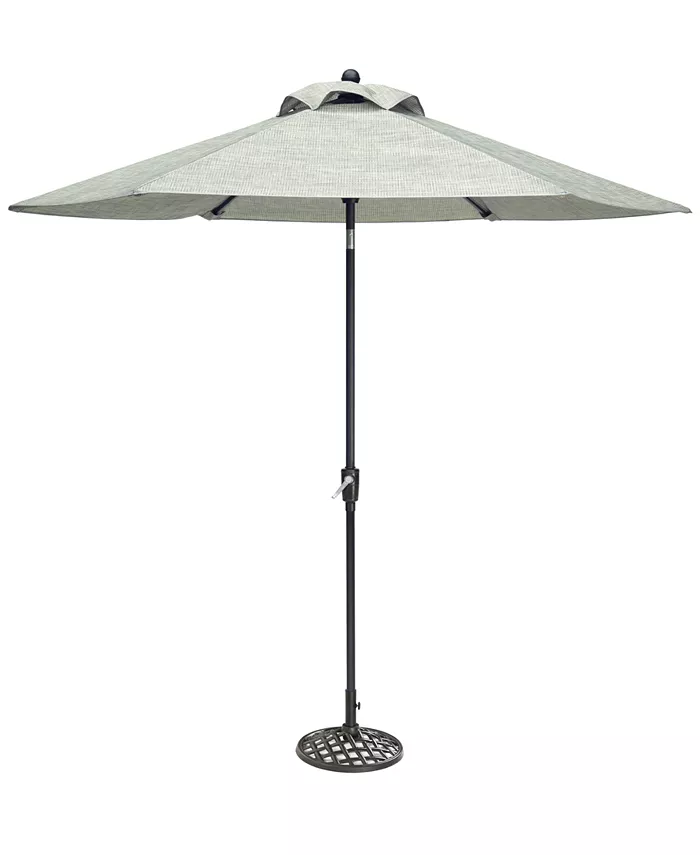 Agio Vintage II Outdoor 9' Auto-Tilt Umbrella with Base， Created for Macy's - Intensery
