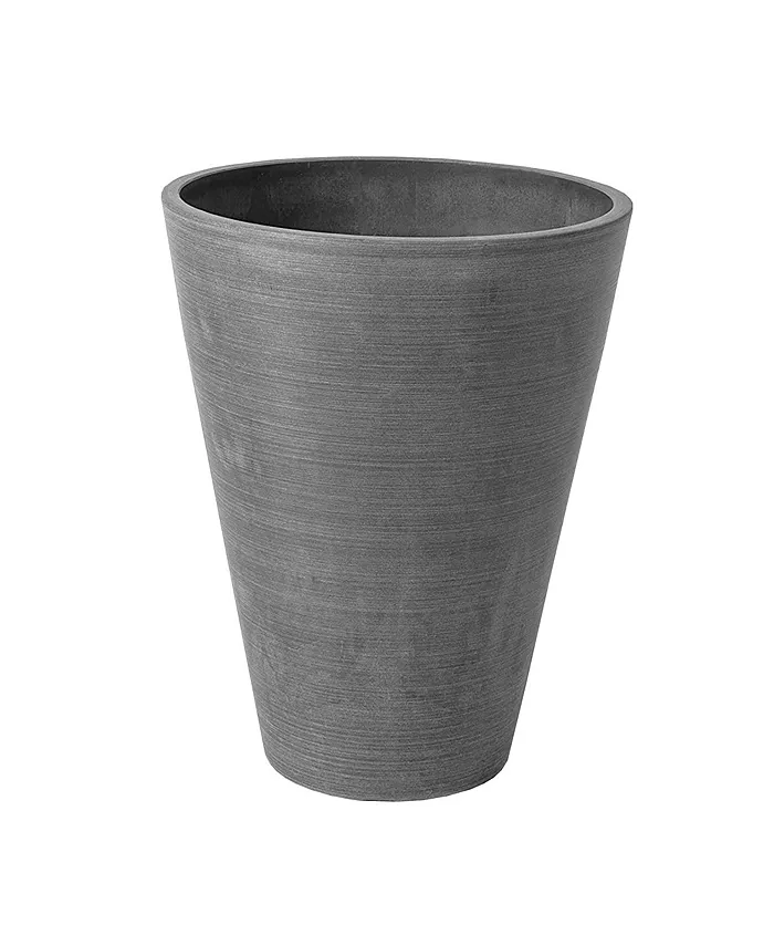Algreen Valencia Round Flower Pot Planter Textured Charcoal 14 Inch - Intensery