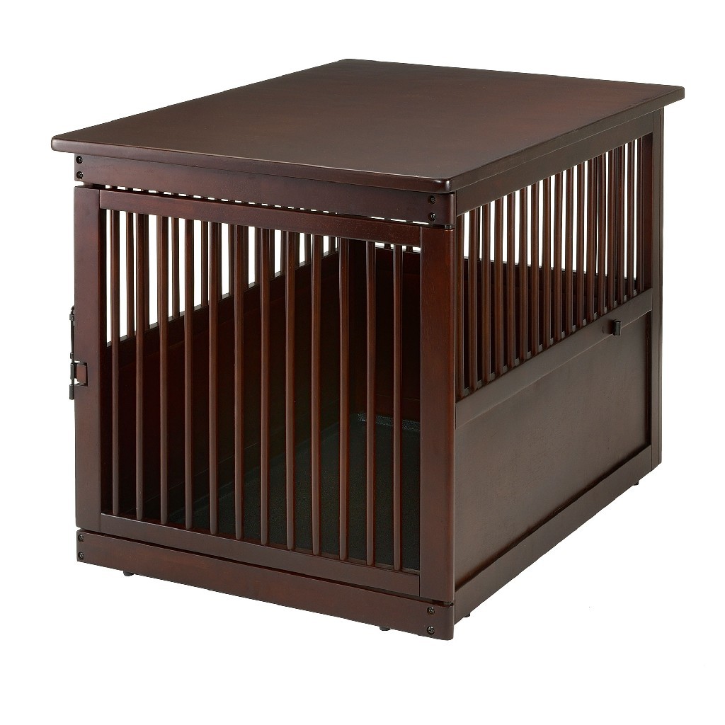 Richell Wooden End Table Dog Crate Large Dark Brown 41.5
