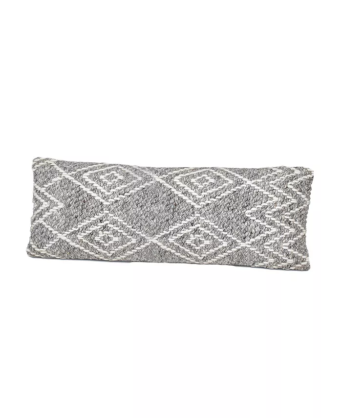 Anaya Home Grey Diamond Woven Down Alternative Long Pillow - Intensery