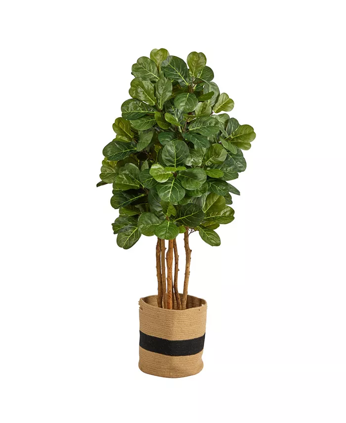 Nearly Natural 5' Fiddle Leaf Fig Artificial Tree in Planter - Intensery