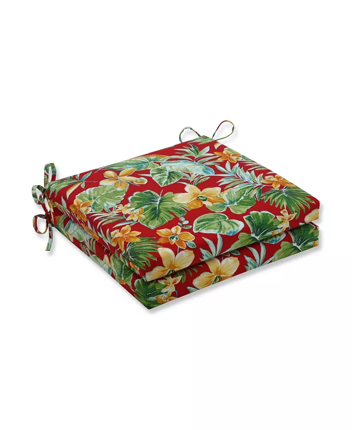 Pillow Perfect Beachcrest Poppy Squared Corners Seat Cushion， Set of 2 - Intensery