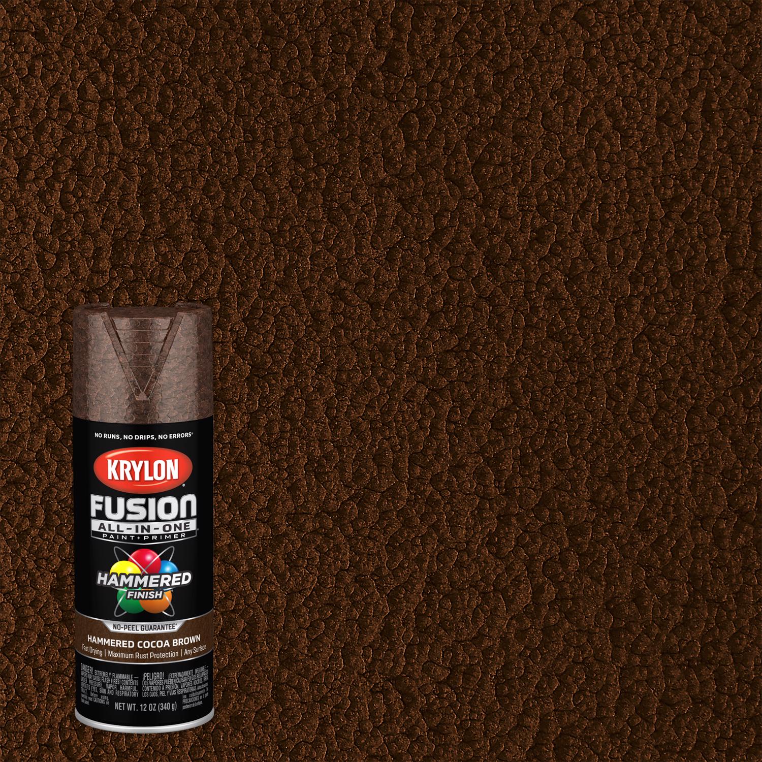 Krylon Fusion All-In-One Hammered Cocoa Brown Paint+Primer Spray Paint 12 oz - Intensery