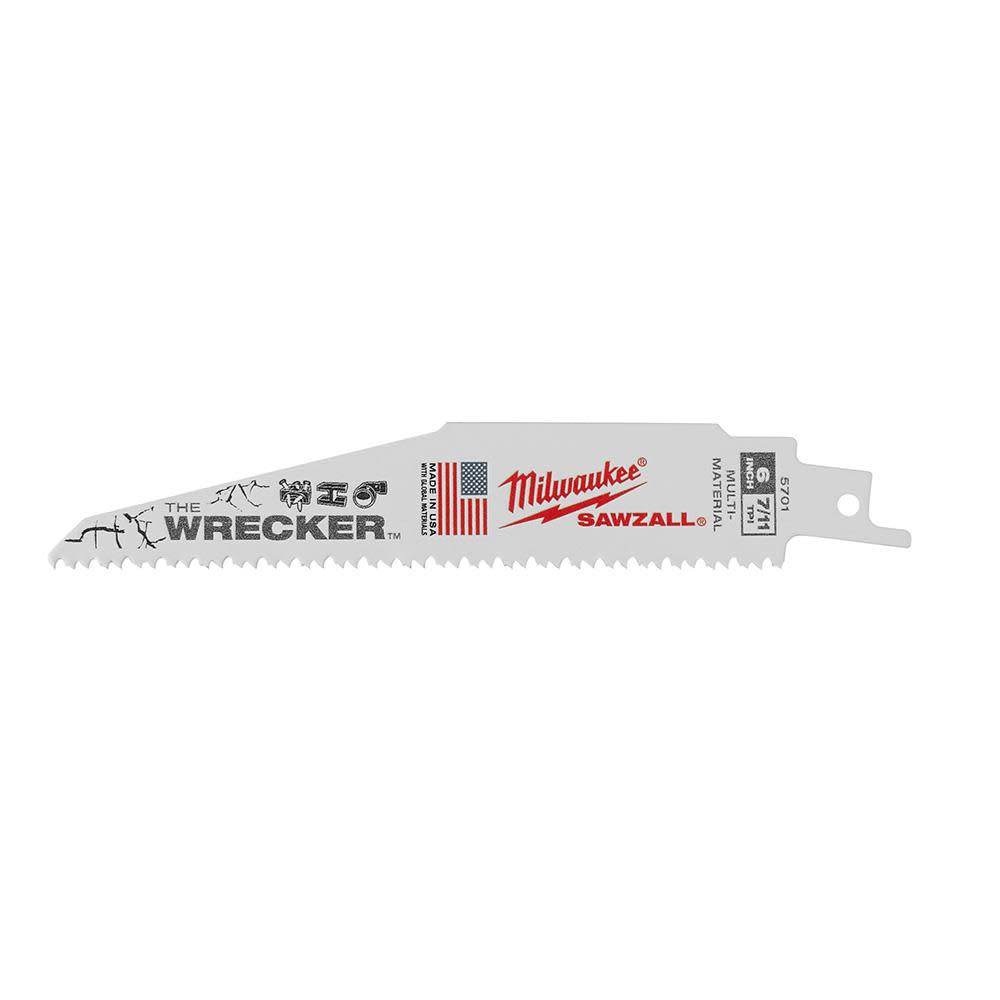 Milwaukee The Wrecker Multi-Material SAWZALL Blade 6 In. 7/11TPI 5 pk 48-00-5701 from Milwaukee - Intensery