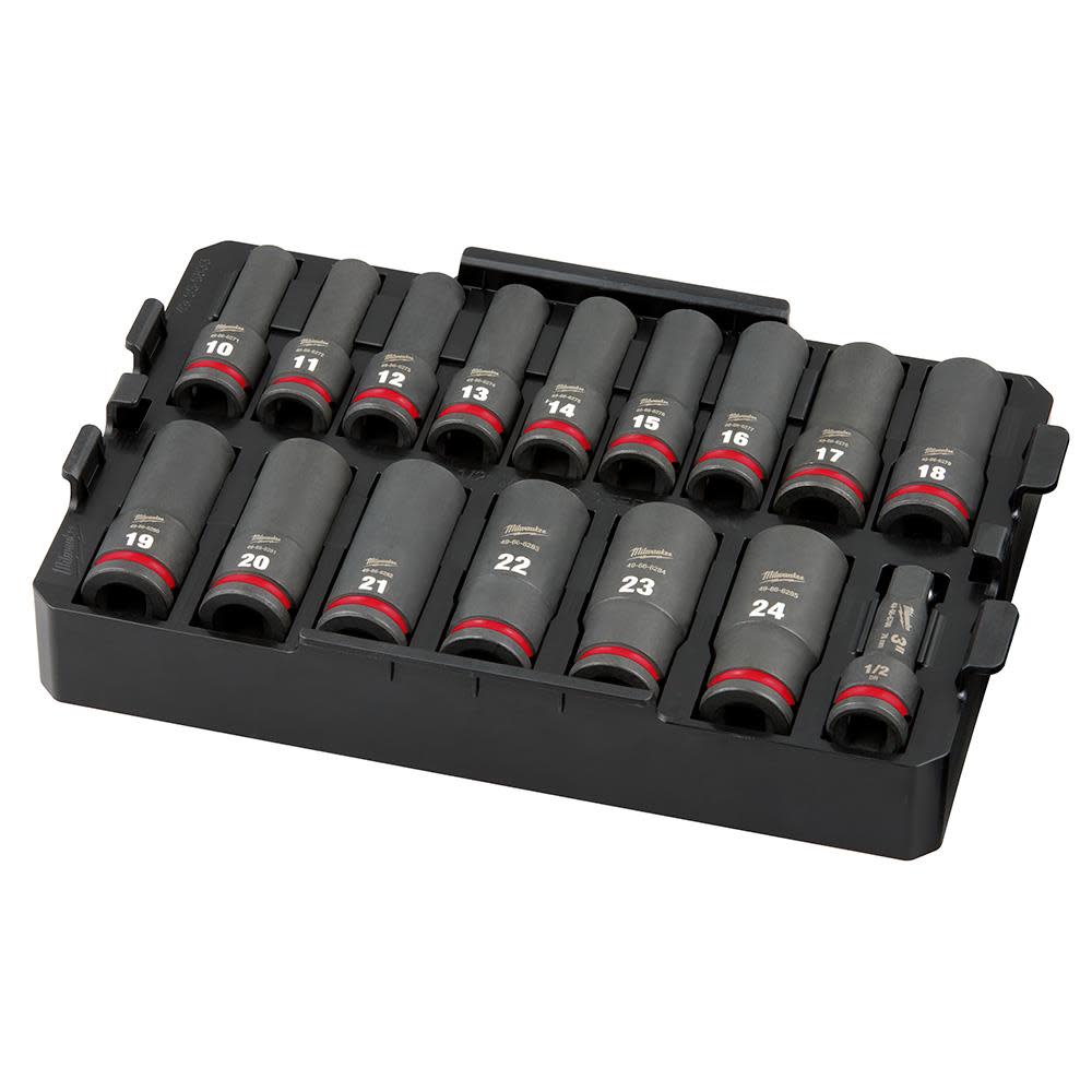 Milwaukee SHOCKWAVE Impact Duty Socket 1/2 Dr 16pc MM Tray Set 49-66-6818 from Milwaukee - Intensery