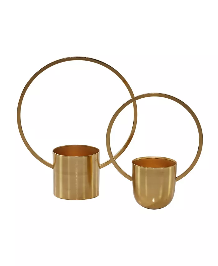 Rosemary Lane Round Metal Ring Wall Planter， Set of 2 - Intensery