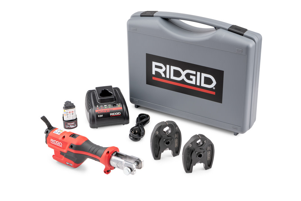 RIDGID RP 115 Mini Press Tool Battery Kit with Propress Jaws 1/2-3/4 - Intensery