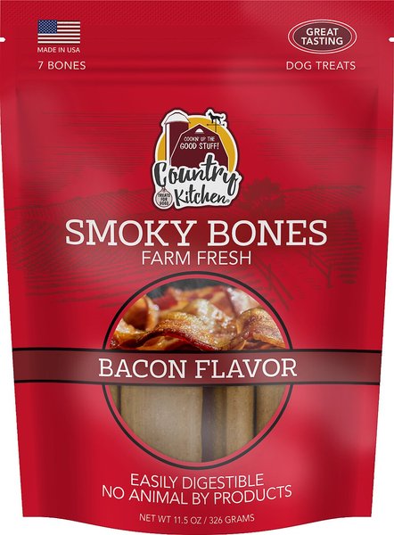 Country Kitchen Smoky Bones Bacon Flavored Hard Chew Dog Treats - Intensery