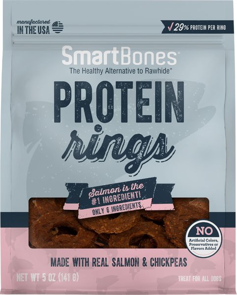 SmartBones Protein Rings Real Salmon and Chickpeas Dog Treats - Intensery