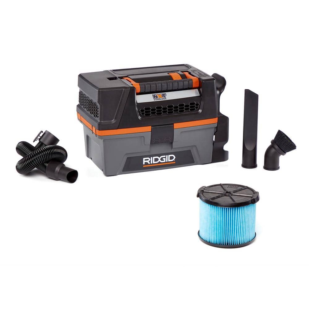 RIDGID 3 Gallon 18-Volt Cordless Handheld NXT Wet/Dry Shop Vacuum (Tool Only) with Filter, Expandable Hose and Accessories HD0318 - Intensery