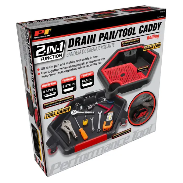 Performance Tool 2-in-1 Drain Pan Tool Caddy - Intensery
