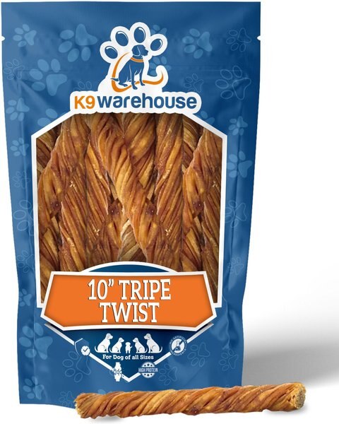 K9warehouse Tripe Twist 10-inch Beef Flavored Dog Chews - Intensery