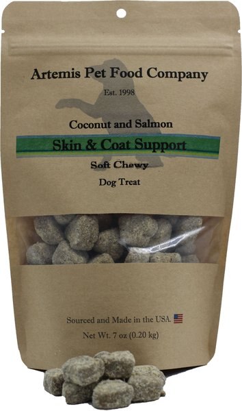 Artemis Skin and Coat Coconut Salmon Dog Treats， 7-oz bag - Intensery