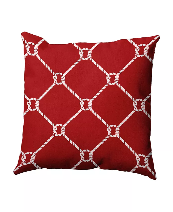 E by Design Ahoy! 16 Inch Red Decorative Nautical Throw Pillow - Intensery