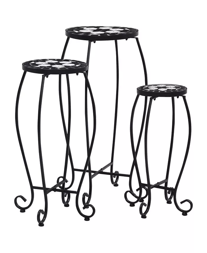 vidaXL Mosaic Tables 3 pcs Black and White Ceramic - Intensery
