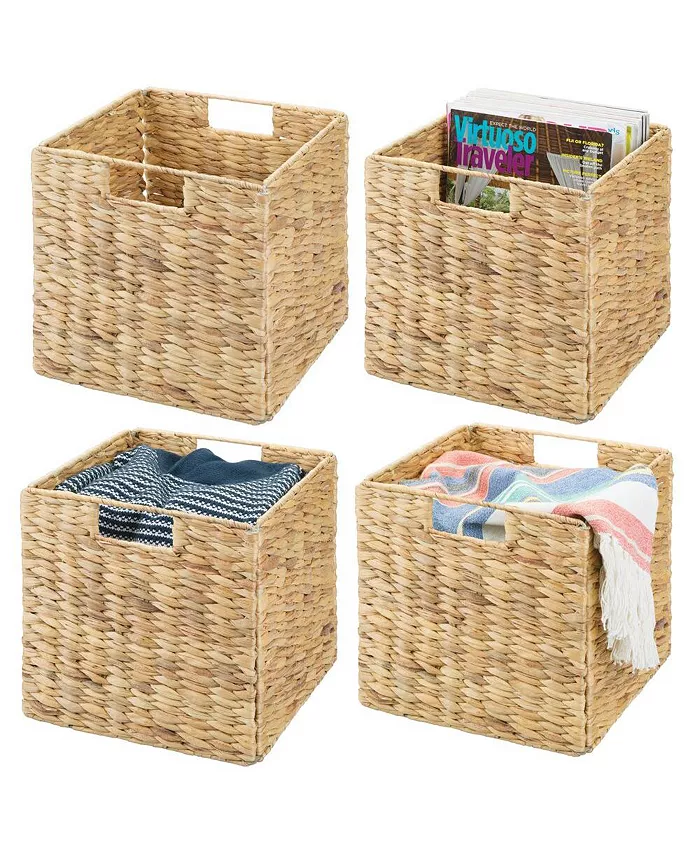 mDesign Woven Hyacinth Home Storage Basket for Cube Furniture， 4 Pack - Intensery