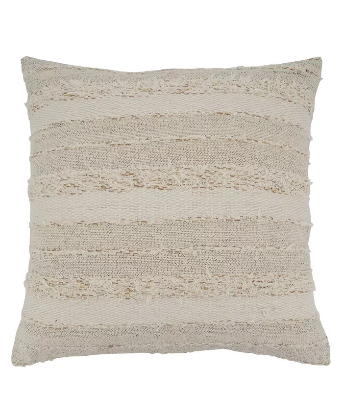 Saro Lifestyle Fringed Stripes Decorative Pillow， 22