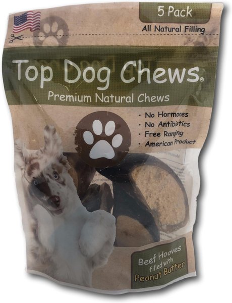 Top Dog Chews Peanut Butter Filled Cow Hooves Dog Treat - Intensery