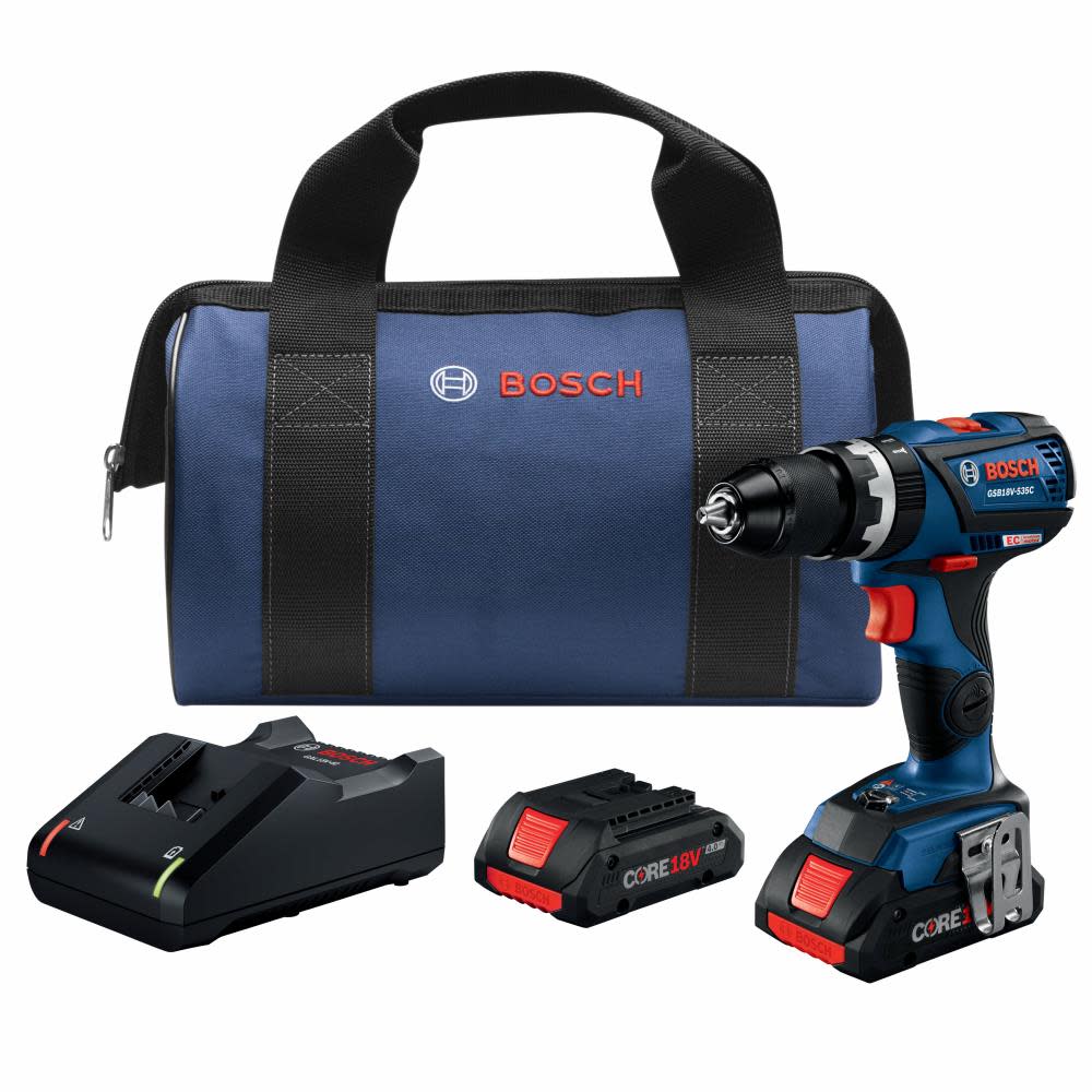 18V EC Brushless Connected-Ready Compact Tough 1/2 In. Hammer Drill/Driver Kit with (2) CORE18V 4.0 Ah Compact Batteries - Intensery