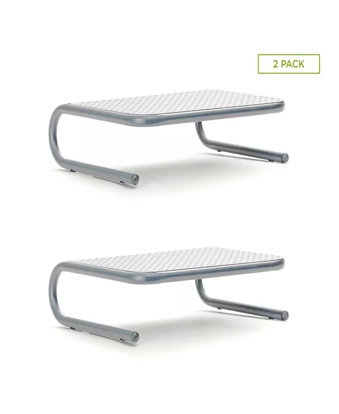 Mind Reader Metal Monitor Stand， 2-Pack， Silver - Intensery