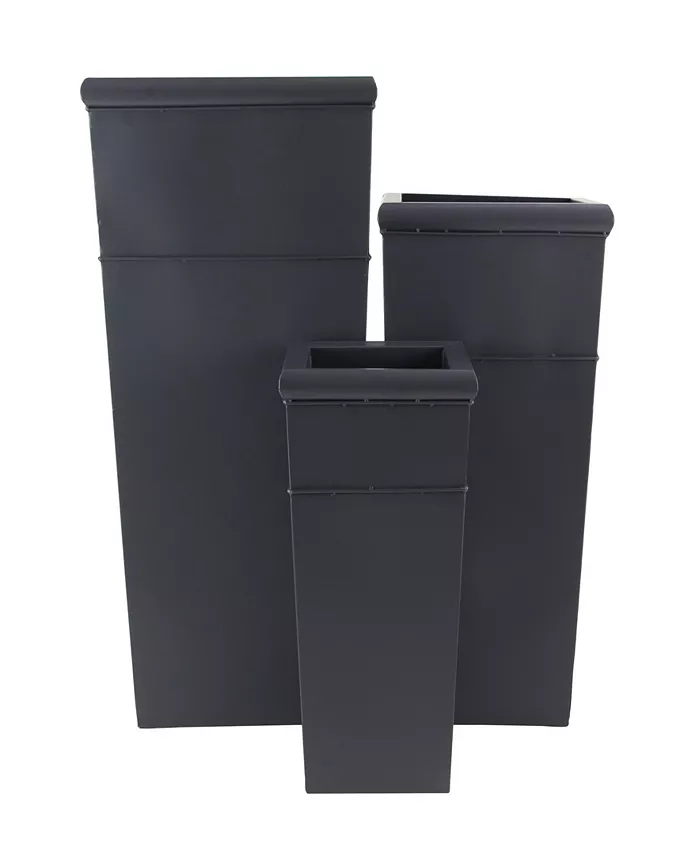 Rosemary Lane Set of 3 Modern Rectangular Metal Planters - Intensery