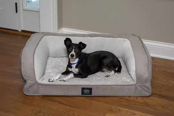 Serta Quilted Orthopedic Bolster Dog Bed w/Removable Cover - Intensery