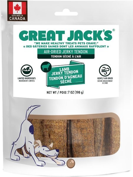 Great Jack's Air Dried Lamb Jerky Tender Bars Dog Treats， 7-oz bag - Intensery