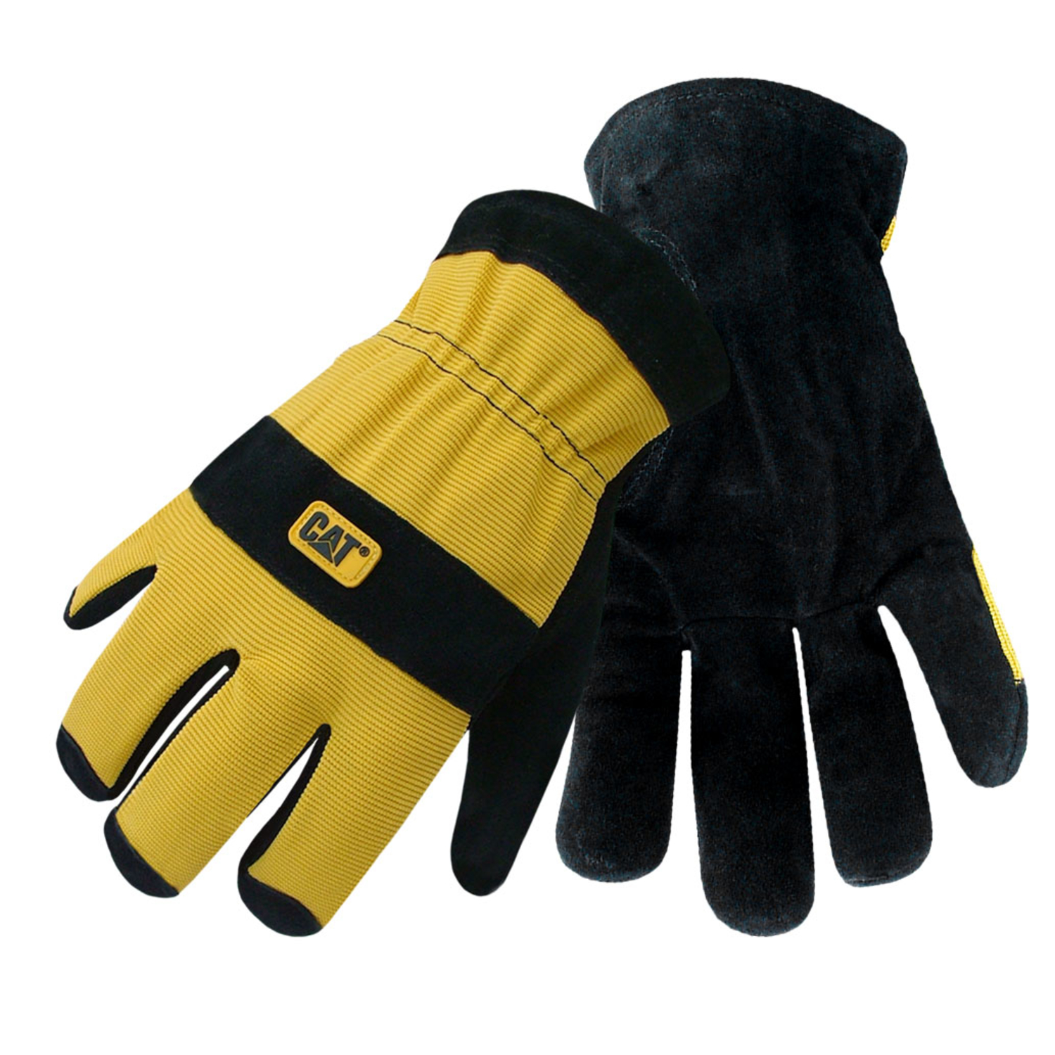 CAT Men\u0027s Indoor/Outdoor Palm Work Gloves Black/Yellow L 1 pair - Intensery