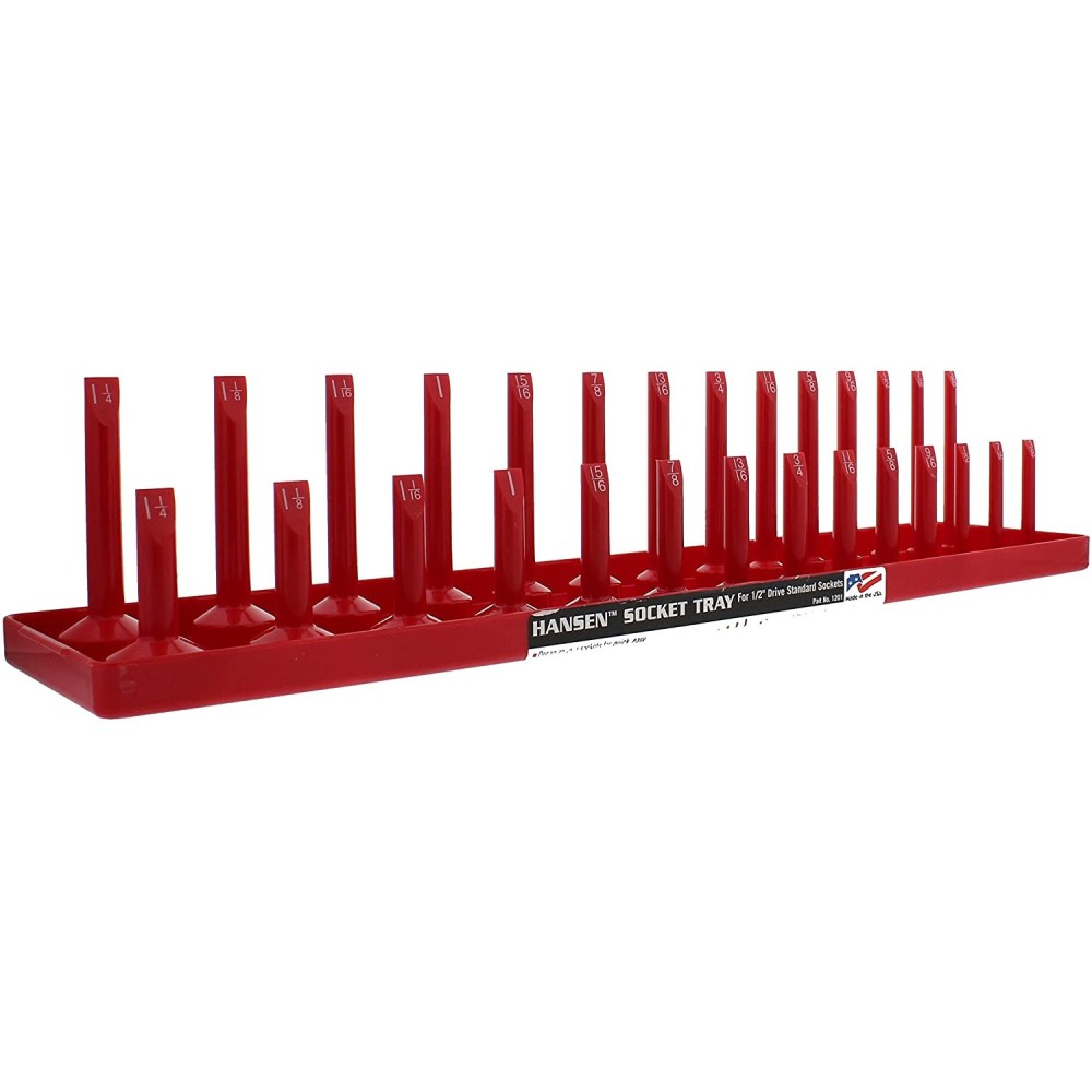 Hansen Global 2 Row Socket Tray 1/2 Drive 28 Slot SAE Red - Intensery
