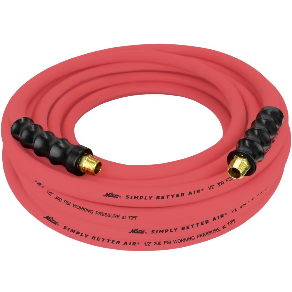 Milton ULR 1/2 ID x 50and#8242; (3/8 MNPT) Ultra Lightweight Rubber Air Hose for Extreme Environments - Intensery