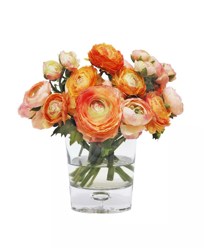 Winward Silks Permanent Botanicals Mix Ranunculus in Vase - Intensery
