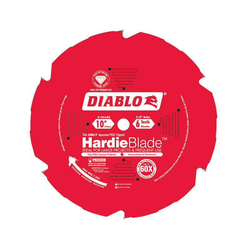 Diablo HardieBlade 10 in. D X 5/8 in. Polycrystalline Diamond Tipped Fiber Cement Blade 6 teeth 1 pc - Intensery