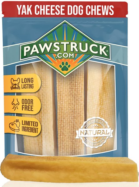 Pawstruck Medium Yak Chews Dog Treats， 3 count - Intensery