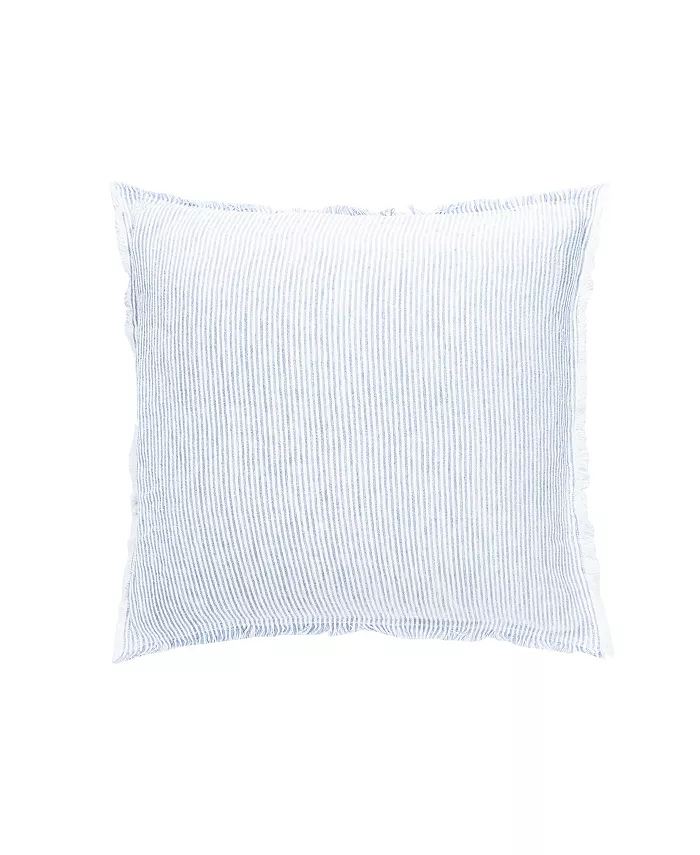 Anaya Home Sky Blue White Striped Linen Throw Down Pillow - Intensery