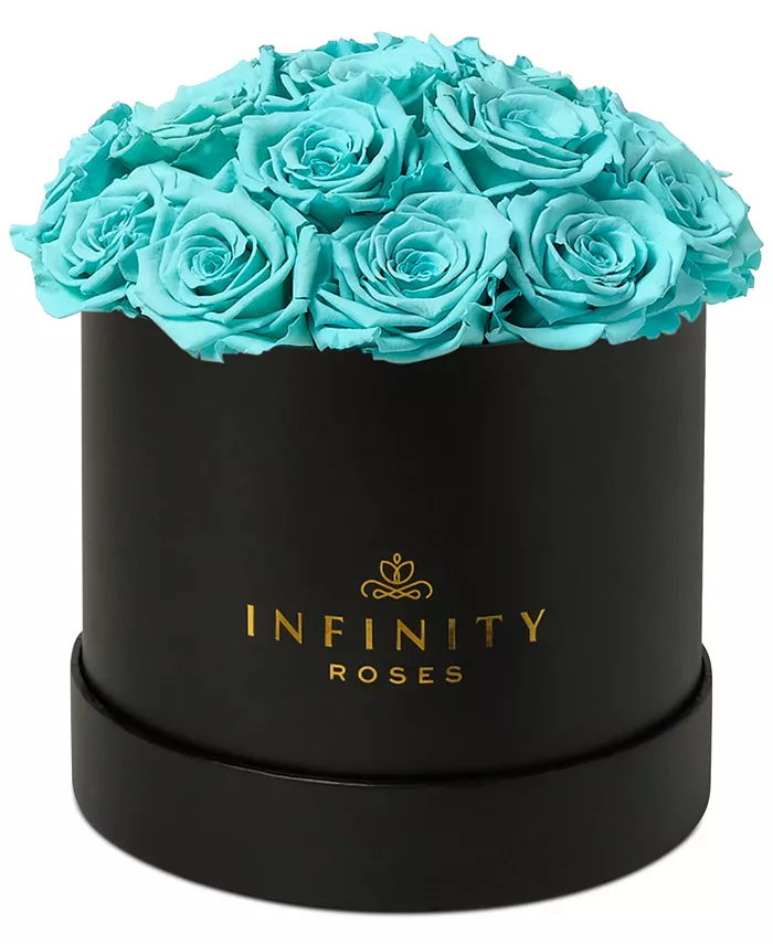 Infinity Roses Round Box of 16 Tiffany Blue Real Roses， Preserved To Last Over A Year - Intensery