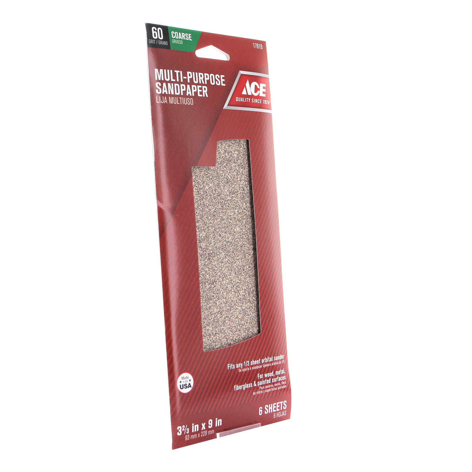 Ace 9 in. L X 3-2/3 in. W 60 Grit Aluminum Oxide Sandpaper 6 pk - Intensery